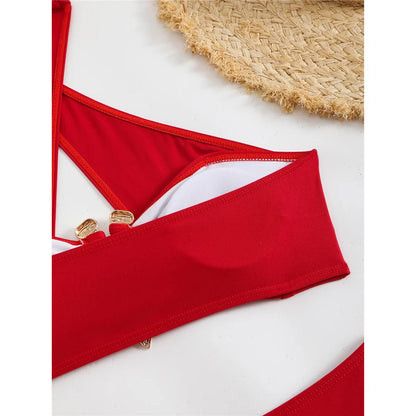 Bikini a vita alta con cut-out e allacciatura al collo da donna 2026 - Set due pezzi imbottito V6256