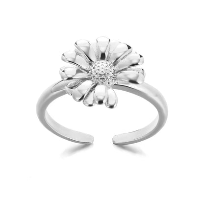 Anelli con fiori grandi esagerati in acciaio inossidabile per le donne Anello da dito con girasole color oro Regalo di gioielli estetici di moda femminile