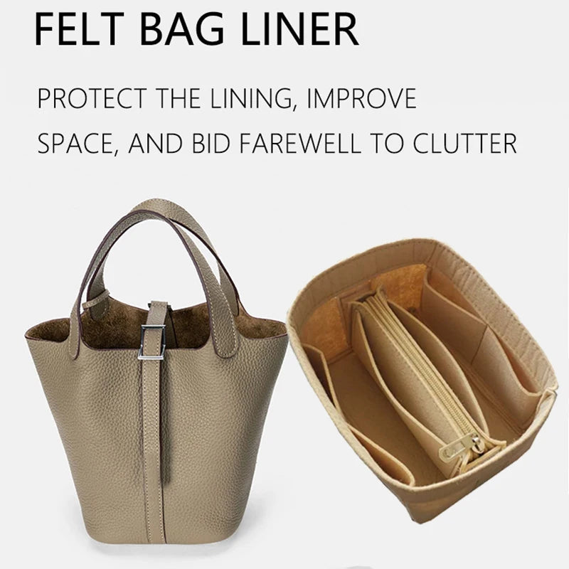 Per H Picotin18 22 Borsa con inserto in feltro Organizzatore Borsa per trucco Organizzatore Borsa interna da viaggio Borse per cosmetici portatili