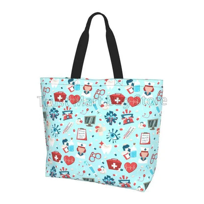 Personalizzato Enfermera En Apuros Dottore Infermiera Medica Borsa a tracolla Tote Bag di grande capacità Borse per le donne Borse per la spesa