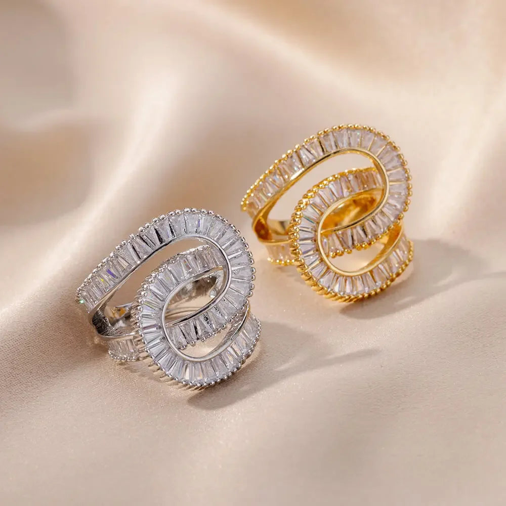 Nuovo Design Anelli di Zircone per Le Donne Ragazze Cubic Zirconia Anello in Acciaio Inossidabile 2023 di Tendenza di Lusso di Cerimonia Nuziale Estetica Gioielli Anelli