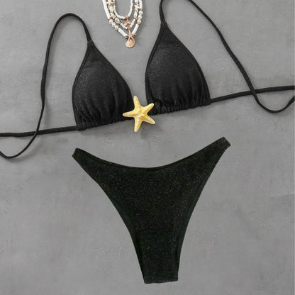 Sommer neuer Schnür-Seestern-Accessoires-Bikini, sexy Strand-Split-Badeanzug