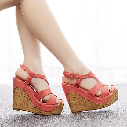 Sandali con plateau Summer Fashion Women Bohemia Style tacco alto bocca di pesce Peep Toe zeppe scarpe per le donne Sandalias De Mujer