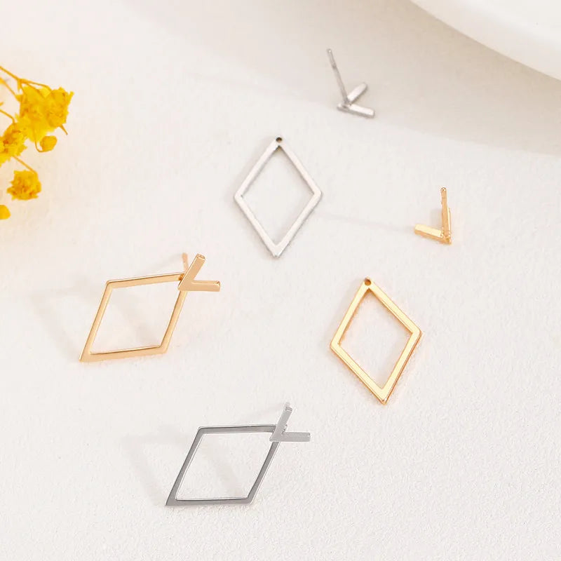 Orecchini di design combinato a doppio strato con rombo geometrico per le donne, moda semplice, accessorio quotidiano, gioielli per feste, regali di compleanno