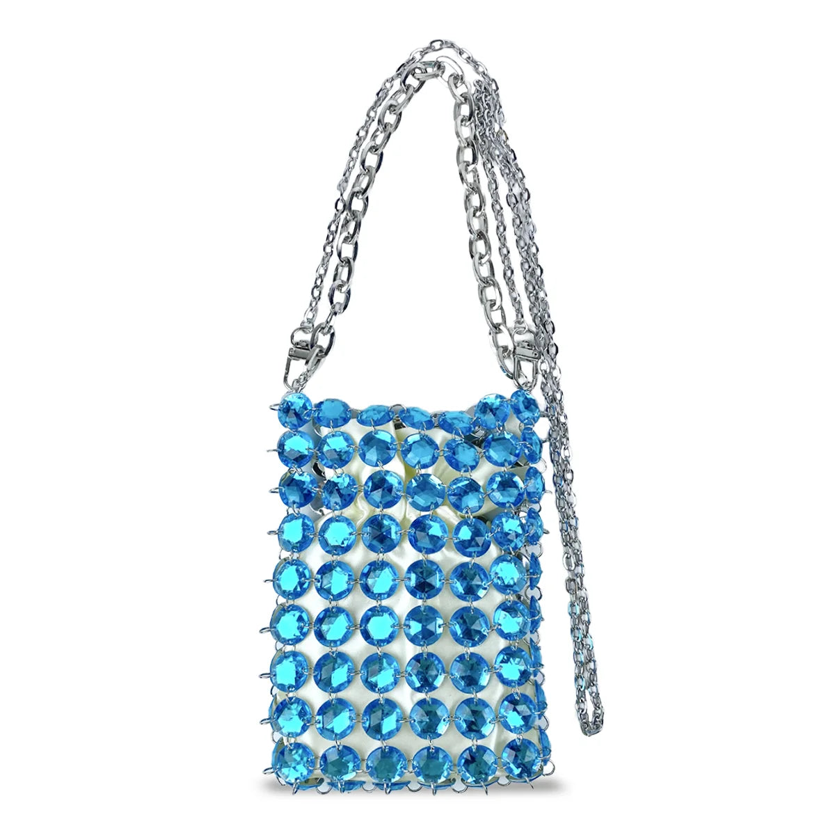 24 estate nuova borsa di cristallo tessuta a mano color caramella di nicchia, borsa di perline di fata retrò, borsa per telefono a croce diagonale trasparente