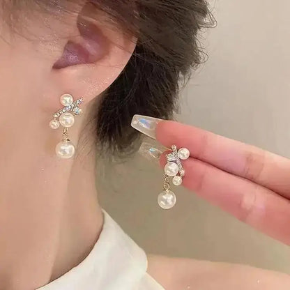 925 Ago D'argento Coreano Moda Perla Nappa Orecchini Per Le Donne Gioielli 2024 di Tendenza delle Nuove Donne di Lusso Zircone Orecchini di Perle