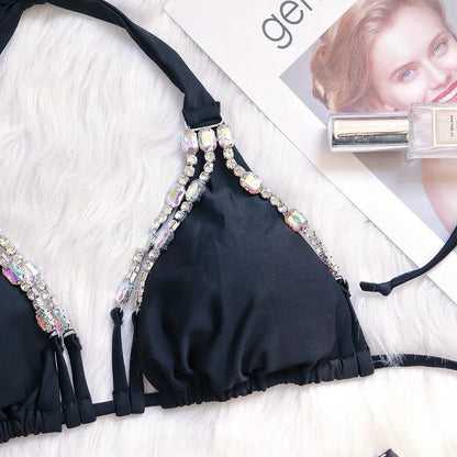 nuovo costume da bagno in due pezzi con strass 2026 cristallo di lusso perizoma Sexy perizoma Bikini Set costumi da bagno da donna costume da bagno Sexy da spiaggia
