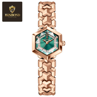 BINBOND Orologi da donna eleganti delle migliori marche Orologio da polso da donna con specchio a rombo alla moda Orologio al quarzo originale con quadrante con diamanti impermeabile