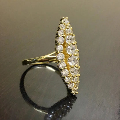 Huitan Fedi nuziali da donna alla moda Anelli color oro a forma di marchesa di moda Accessori per fedi nuziali di fidanzamento Gioielli di lusso