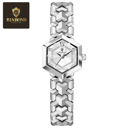 BINBOND Orologi da donna eleganti delle migliori marche Orologio da polso da donna con specchio a rombo alla moda Orologio al quarzo originale con quadrante con diamanti impermeabile