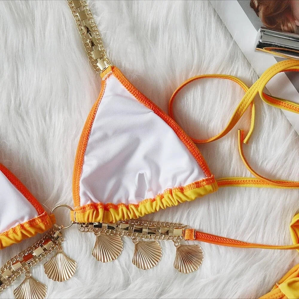 nuovo costume da bagno in due pezzi con strass 2026 cristallo di lusso perizoma Sexy perizoma Bikini Set costumi da bagno da donna costume da bagno Sexy da spiaggia