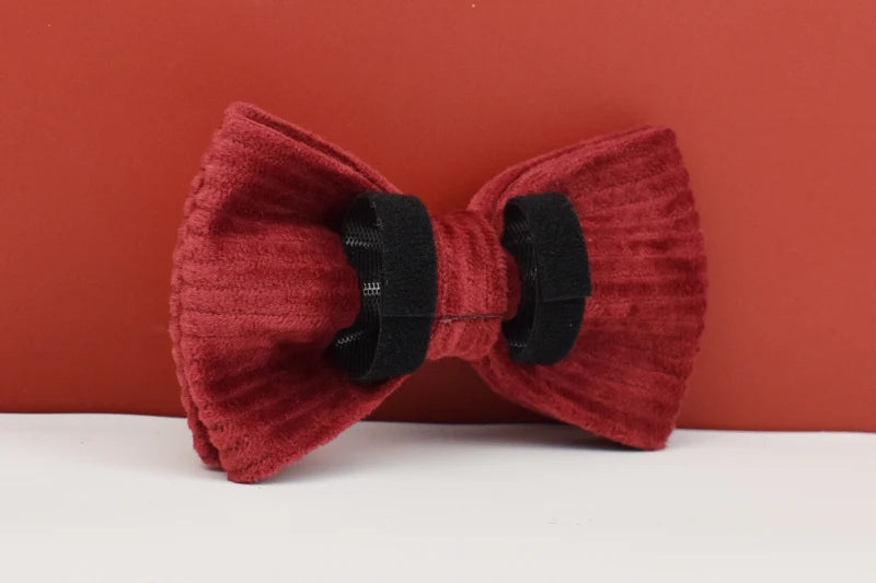 Set Collare e Guinzaglio per Cani in Corduroy Rosso Vino con Targhetta Personalizzata Incisa, Accessori per Animali Domestici
