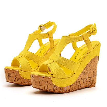 Sandali con plateau Summer Fashion Women Bohemia Style tacco alto bocca di pesce Peep Toe zeppe scarpe per le donne Sandalias De Mujer