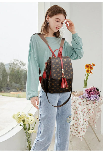 Zaino da donna Designer borsa da donna in pelle di alta qualità stampa di moda di lusso borse da scuola con nappe zaini di grande capacità Sac