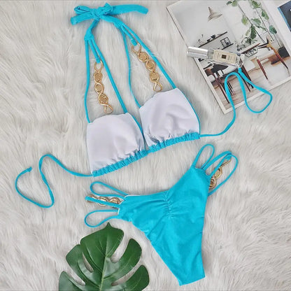nuovo costume da bagno in due pezzi con strass 2026 cristallo di lusso perizoma Sexy perizoma Bikini Set costumi da bagno da donna costume da bagno Sexy da spiaggia