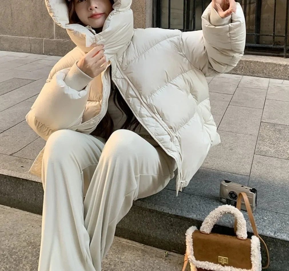 Parka invernale imbottito in cotone, cappotto da donna, giacca con cappuccio, capospalla in cotone spesso, cappotto caldo da donna, abbigliamento femminile