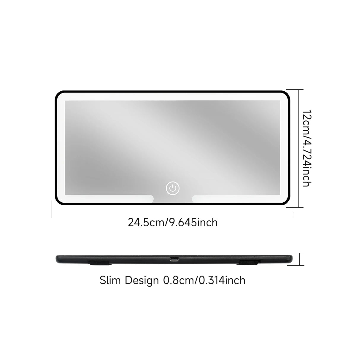 Fccemc Specchio per il trucco per visiera parasole per auto Touch screen a LED Luminosità regolabile Specchio per il trucco per interni auto Specchio per il trucco HD Specchio per il trucco di ricarica