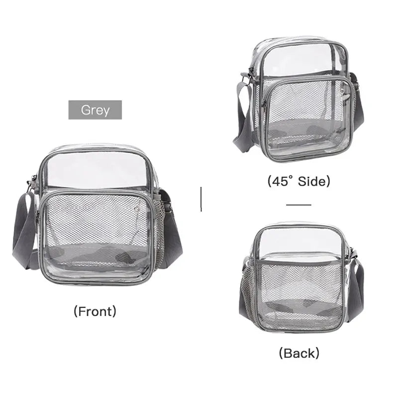 TINYAT Borse da donna in PVC trasparente impermeabile con cinturino in rete leggera Metti per cuffie perse Jack Ombrello per cellulare iPad da 9,7 pollici