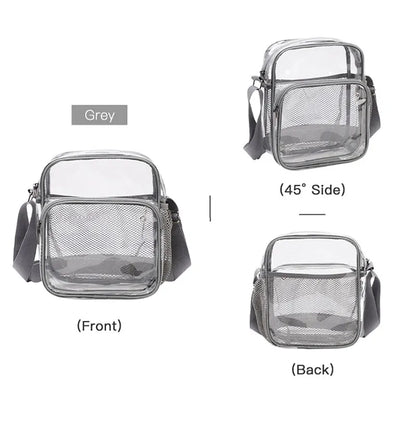 TINYAT Borse da donna in PVC trasparente impermeabile con cinturino in rete leggera Metti per cuffie perse Jack Ombrello per cellulare iPad da 9,7 pollici