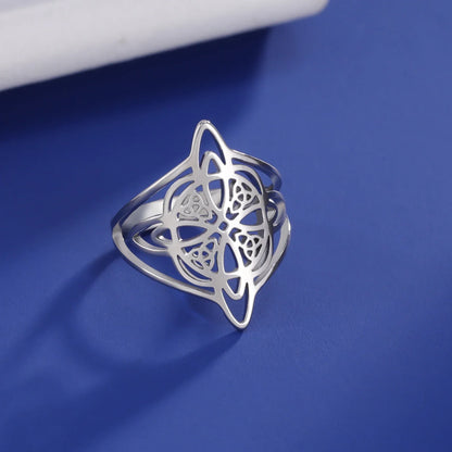 Skyrim Stregoneria Anello con nodo da strega Anelli da dito in acciaio inossidabile Wicca Triquetra Celtics Nodo Amuleto Protezione Gioielli Donna Uomo