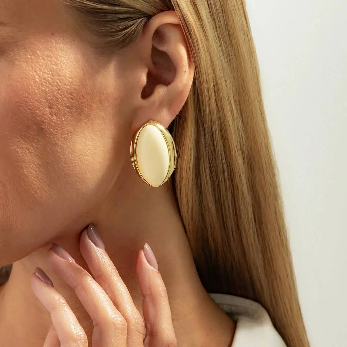 SHIXIN 1 paio di orecchini ovali in resina acrilica retrò per le donne Orecchini geometrici color oro alla moda Accessori per gioielli di moda
