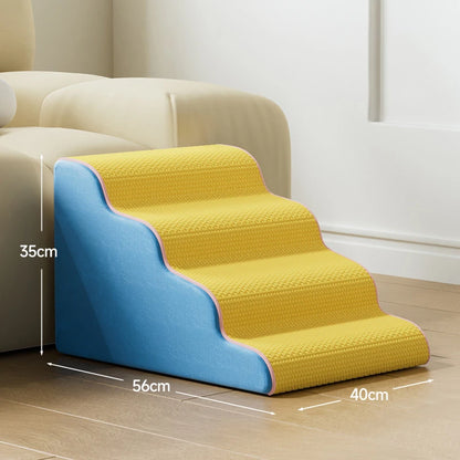 Rampa per Cani e Gatti a 3/4 Gradini, Scala per Animali Domestici con Schiuma Memory, Rampa per Divano per Cani, Rimovibile e Lavabile, Scala per Addestramento Animali, Accessori per Animali