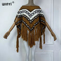 WINYI mantello invernale di alta qualità confortevole spesso caldo poncho donna natale moda stampa nappa mantello capas para mujer dress