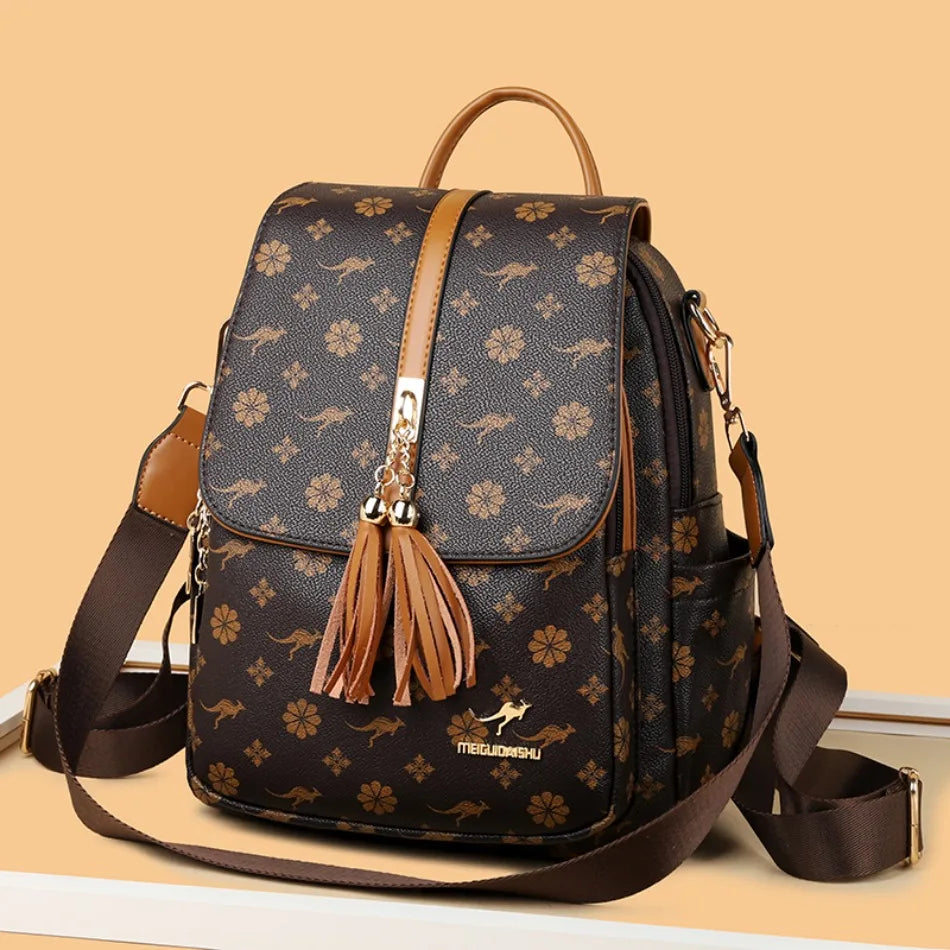 Zaino da donna Designer borsa da donna in pelle di alta qualità stampa di moda di lusso borse da scuola con nappe zaini di grande capacità Sac