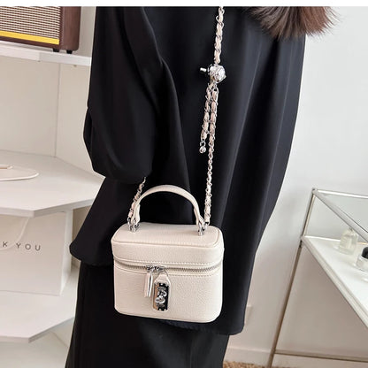 Borse Quadrate da Donna Estate 2026, Borse a Tracolla con Catene alla Moda, Borsa a Spalla in PU Texturizzato, Elegante Mini Borsa Chic per Cellulare