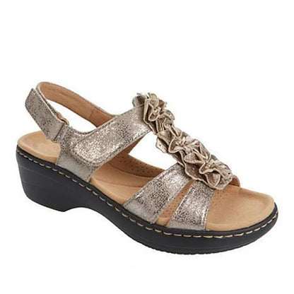 Nuovi Sandali Estivi 2026 da Donna con Zeppa Floreale, Scarpe Ortopediche Retrò Stile Romano, Comode e Casual con Punta Aperta
