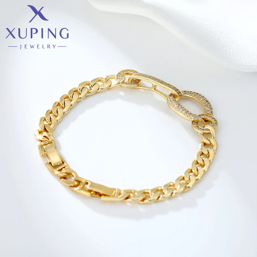 Xuping Gioielli Fascino Vendita calda Trendy Color oro placcato 19 cm Bracciale a catena a mano per le donne Moda regalo squisito X000925432