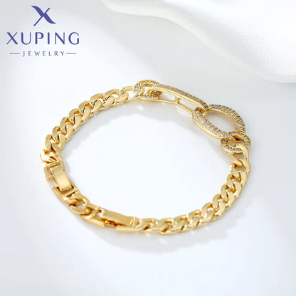 Xuping Gioielli Fascino Vendita calda Trendy Color oro placcato 19 cm Bracciale a catena a mano per le donne Moda regalo squisito X000925432