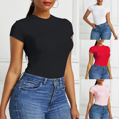 Women's Tops Summer Bodysuit Daily Irregular Breathable Fashion Lady Jumpsuit Top Sexy T-shirts Solid Color Bottom Layer Shirt