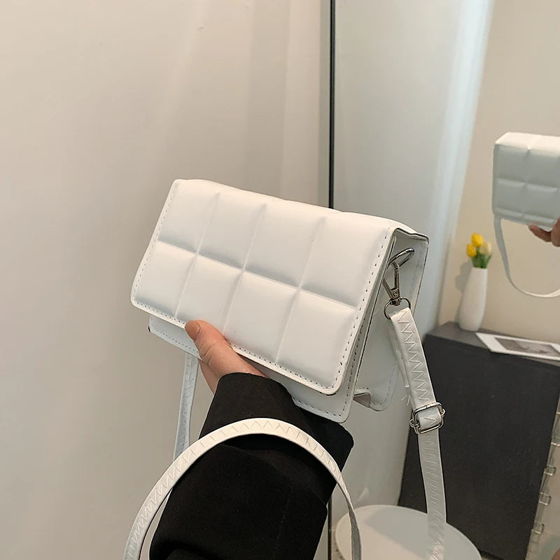 Nuove borse a tracolla moda tinta unita borsa a tracolla da viaggio femminile plaid piccole borse a tracolla in pelle PU per donna