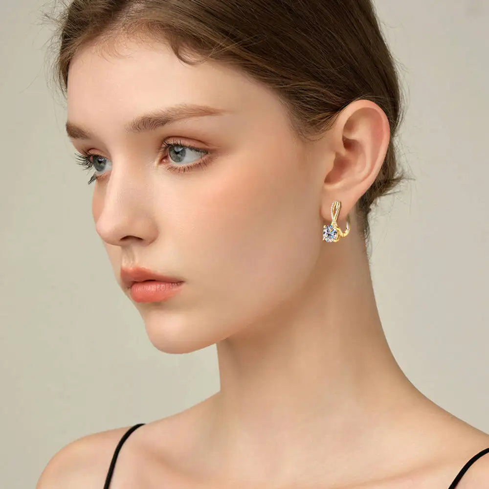 Taoyu D2.0CT Moissanite Drop Hie Orecchini in vero argento da donna Cerchi placcati in oro Orecchino infinito Gioielli da sposa certificati