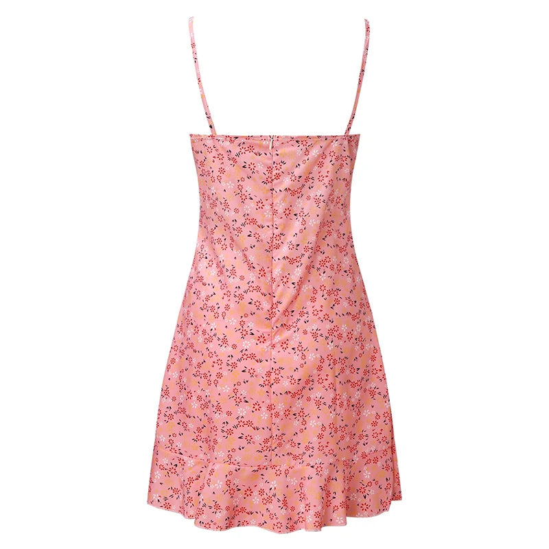 Gonna comoda estiva da donna, sexy, casual, per la casa, con piccola canotta floreale