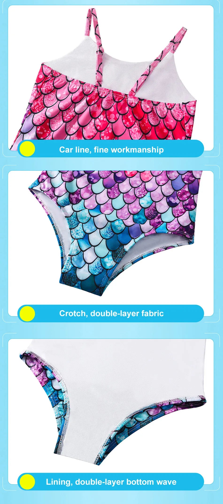 Costume da bagno a sirena per bambini costume da bagno intero per ragazze costume da bagno intero per ragazze Hot Spring Sling costume da bagno ad asciugatura rapida per sport acquatici