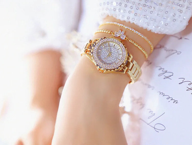Orologi eleganti da donna con bracciale in oro 2025 Orologi da polso da donna di lusso delle migliori marche per orologio femminile Moda elegante in acciaio pieno