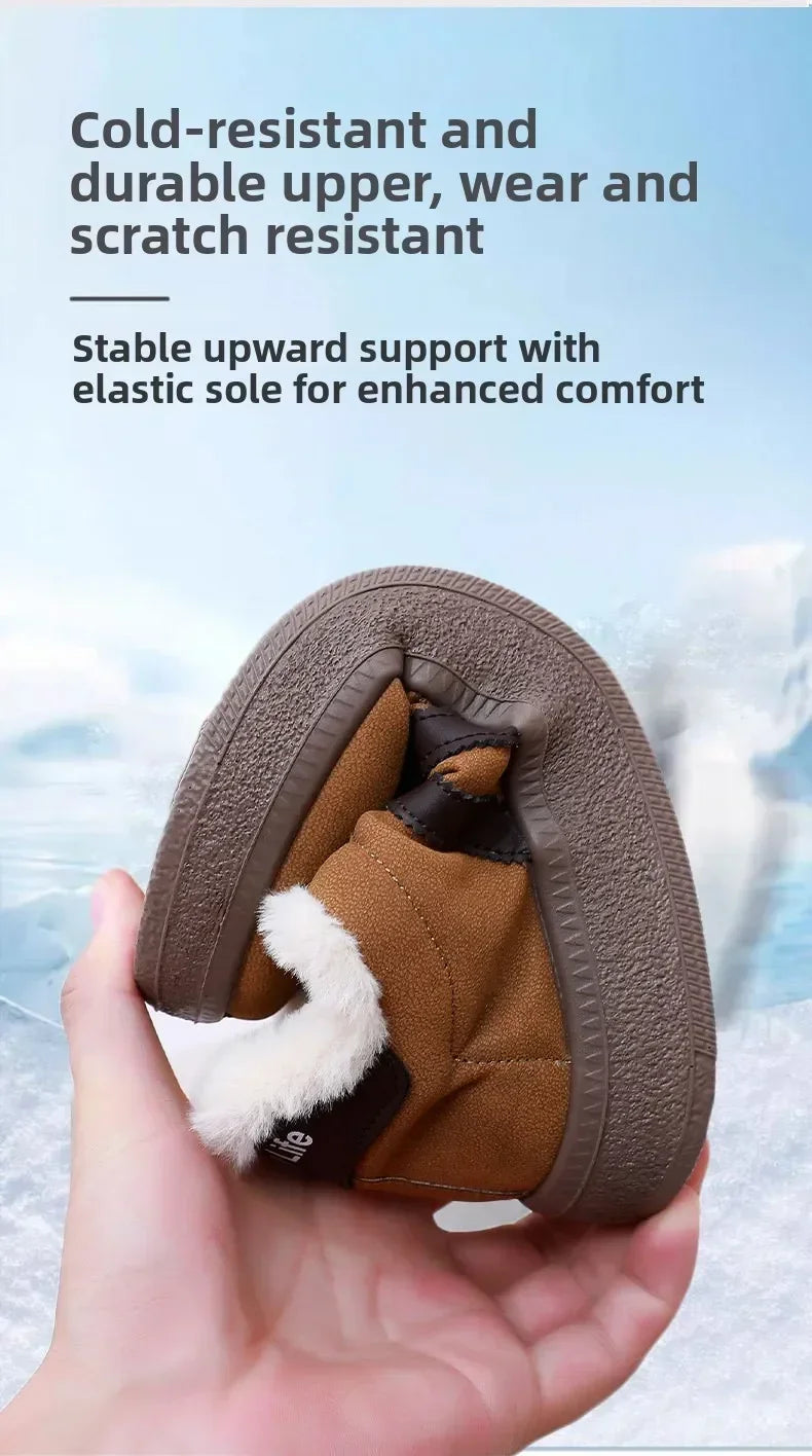 Stivali da neve da donna per l'inverno, con fodera in pile, scarpe basse casual, impermeabili, antiscivolo, resistenti, comode e calde, scarpe da donna in stile retrò.