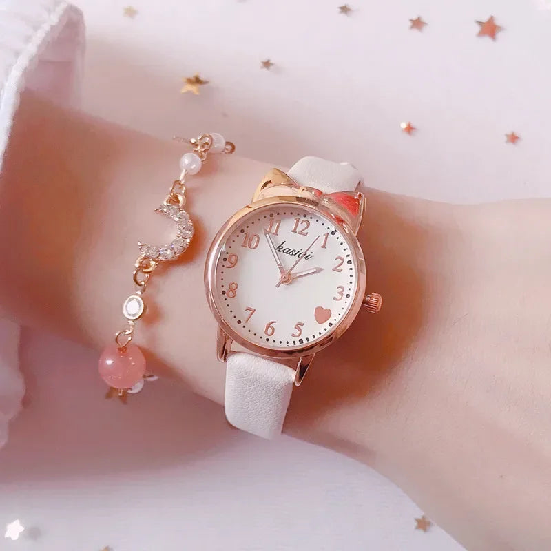 2023 Fashion Kids Love quadrante digitale orologio per bambini Set cinturino in pelle orologi al quarzo orologio per ragazze per bambini orologio per bambini + braccialetto