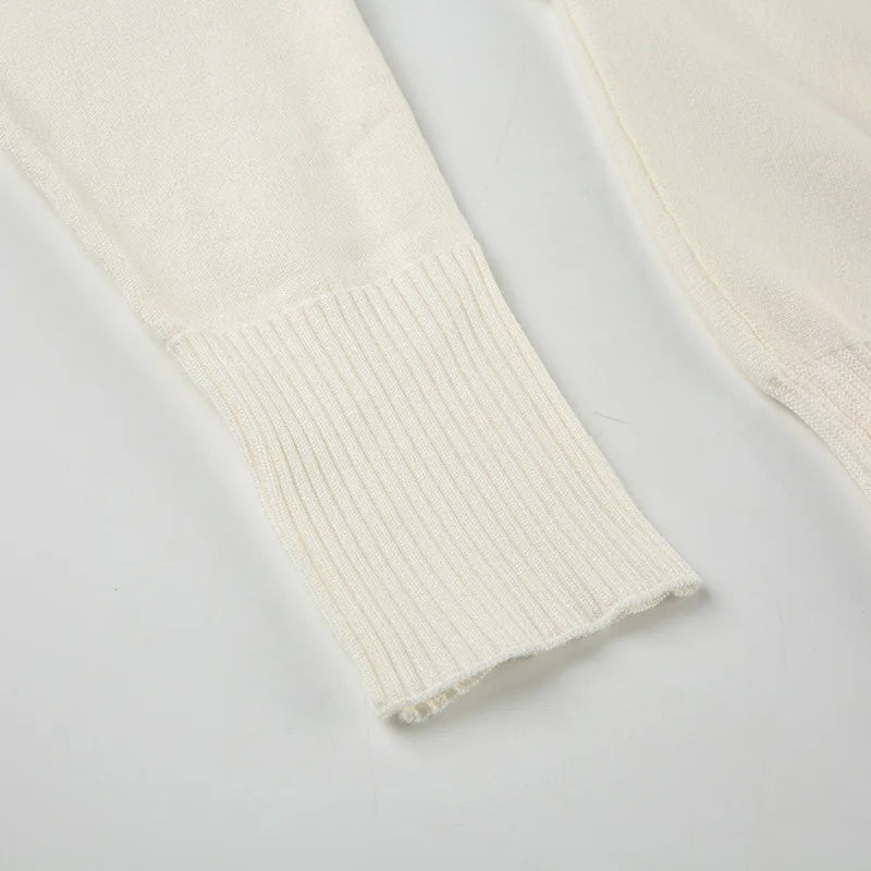 Maglione da donna monospalla in maglia, elegante, a maniche lunghe, caldo, con cintura in vita, pullover ampio, abbigliamento invernale autunnale, nuovo modello tinta unita