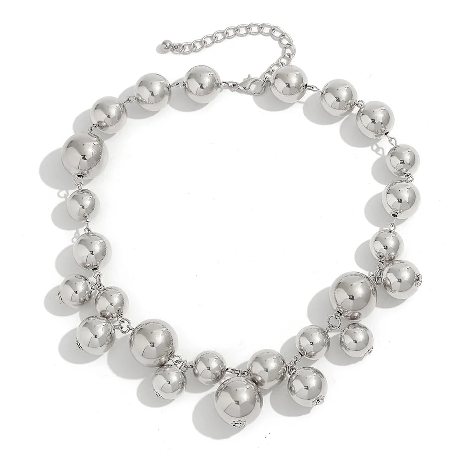 Collana esagerata in acrilico CCB con perline a sfera grande per donna Wed Vintage Chunky Clavicola Catena Grunge Gioielli Steampunk Uomo