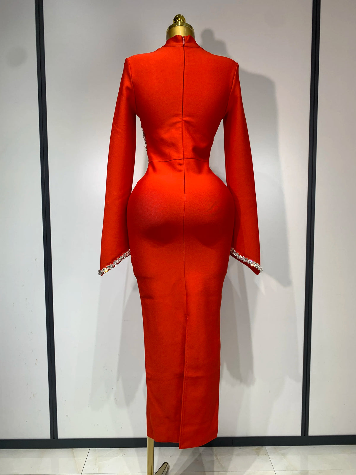 Abito da donna sexy a maniche lunghe con diamanti maxi lungo aderente con fasciatura 2025 Abiti da compleanno di lusso per feste da sera eleganti per celebrità