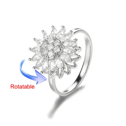 Anelli di ansia rotanti a quattro trifogli per le donne Anello nuziale regolabile in acciaio inossidabile color oro Anelli regalo di gioielli estetici