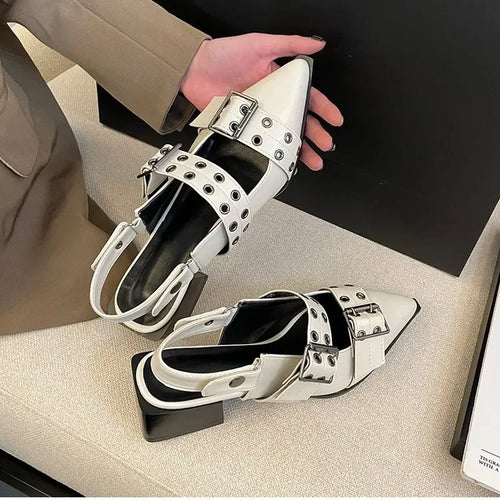 2023 sandali da donna estivi Ballerine da donna Rivetto a punta scarpa singola Piattaforma Sandali da donna zapatos de mujer tendencia