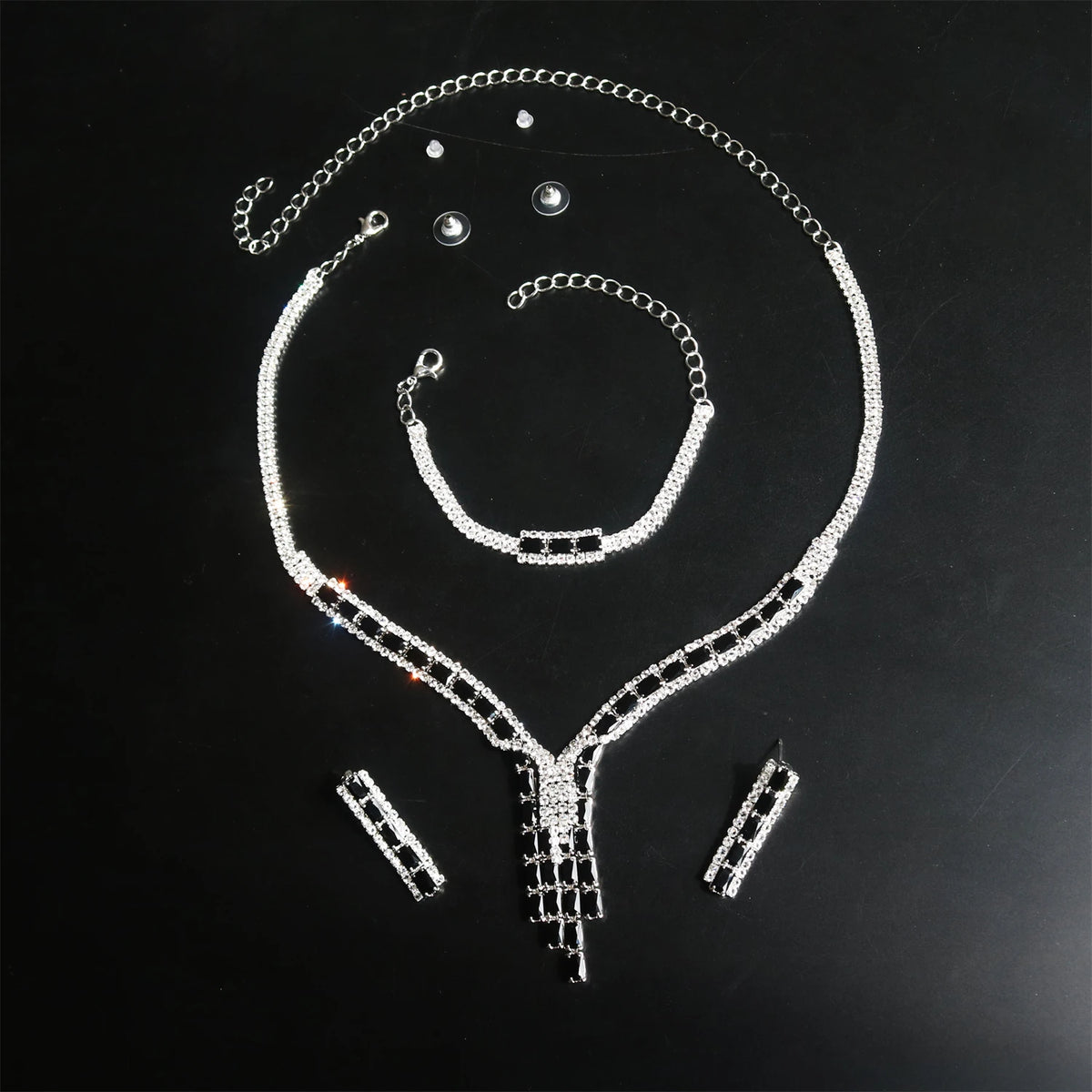 Fashion Jewelry Set For Women Party Gift Simply Wedding Bridal 4PCS Jewelry Necklace Earring Bracelet Ring Evening Gown Accessor