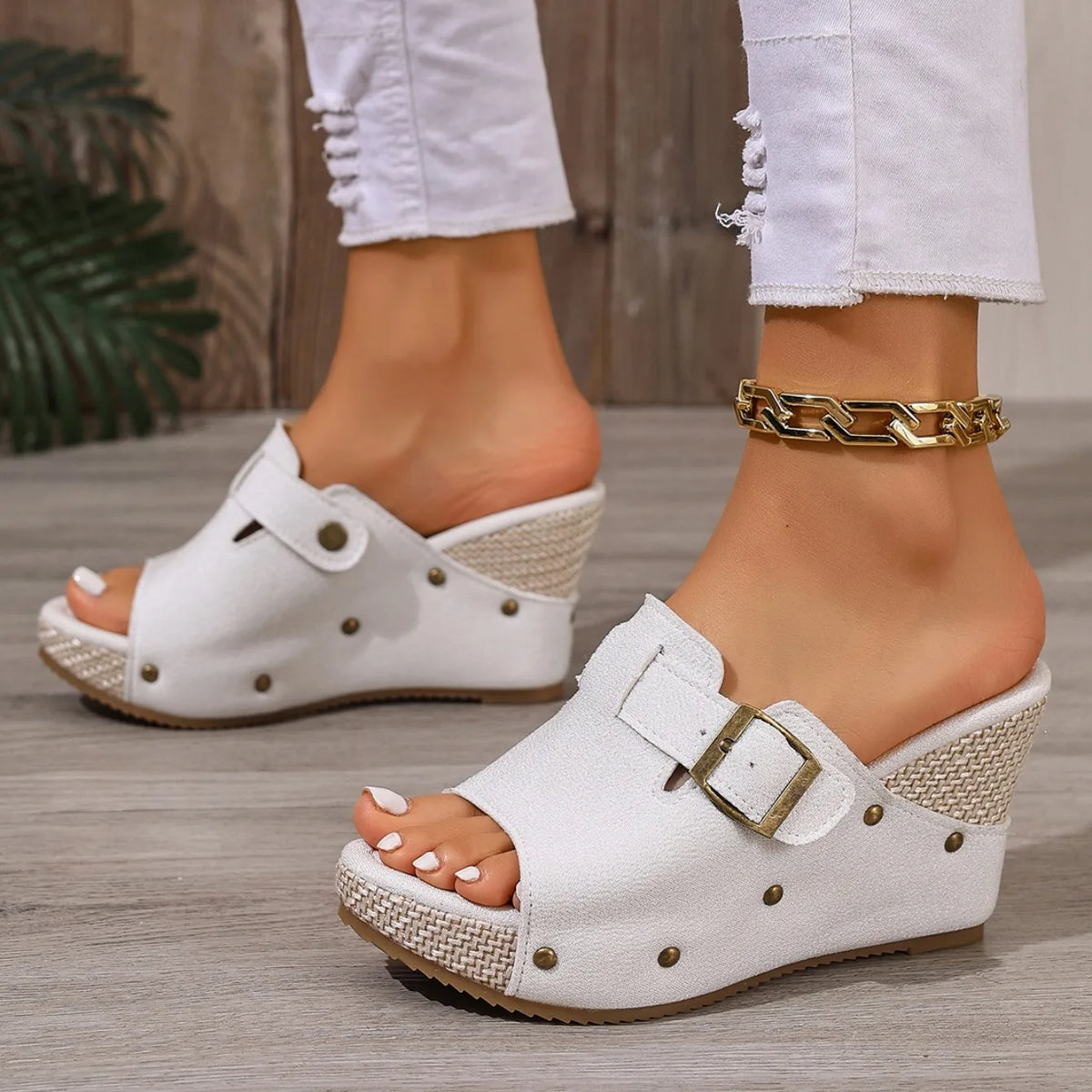 Sandali Estivi da Donna di Tendenza, Scarpe con Zeppa Retrò a Punta Aperta, Sandali Romani con Piattaforma, Scarpe Casual di Lusso Firmate