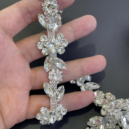 1pc catena di strass di cristallo ampia scintillante fai da te finiture decorative tracolla con diamanti accessori moda per cappelli borse abbigliamento