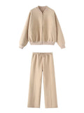 Abito caldo per le donne Pantaloni sportivi Set Inverno 2 pezzi Giacca e pantaloni in pile spesso con cerniera Set Tuta da donna in velluto per le donne
