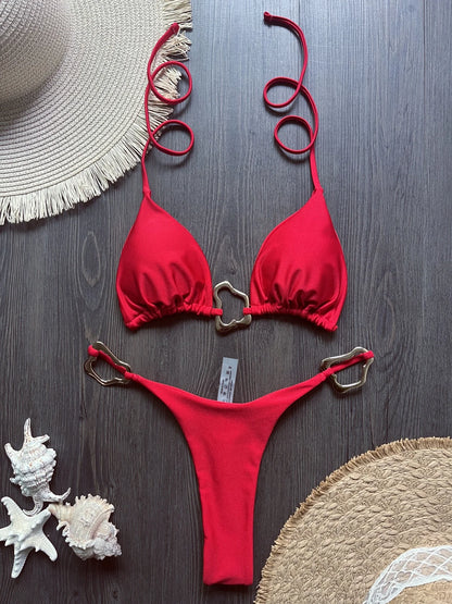Sexy Neckholder Micro Bikini 2026 Damen Badeanzug Solid Bademode Tanga Bikini Set Brasilianische Strandbekleidung Badeanzug Biquini weiblich